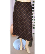 LANDS&#39; END Dark Brown Windowpane Plaid Lightweight A-line Dress Skirt (2... - £11.48 GBP