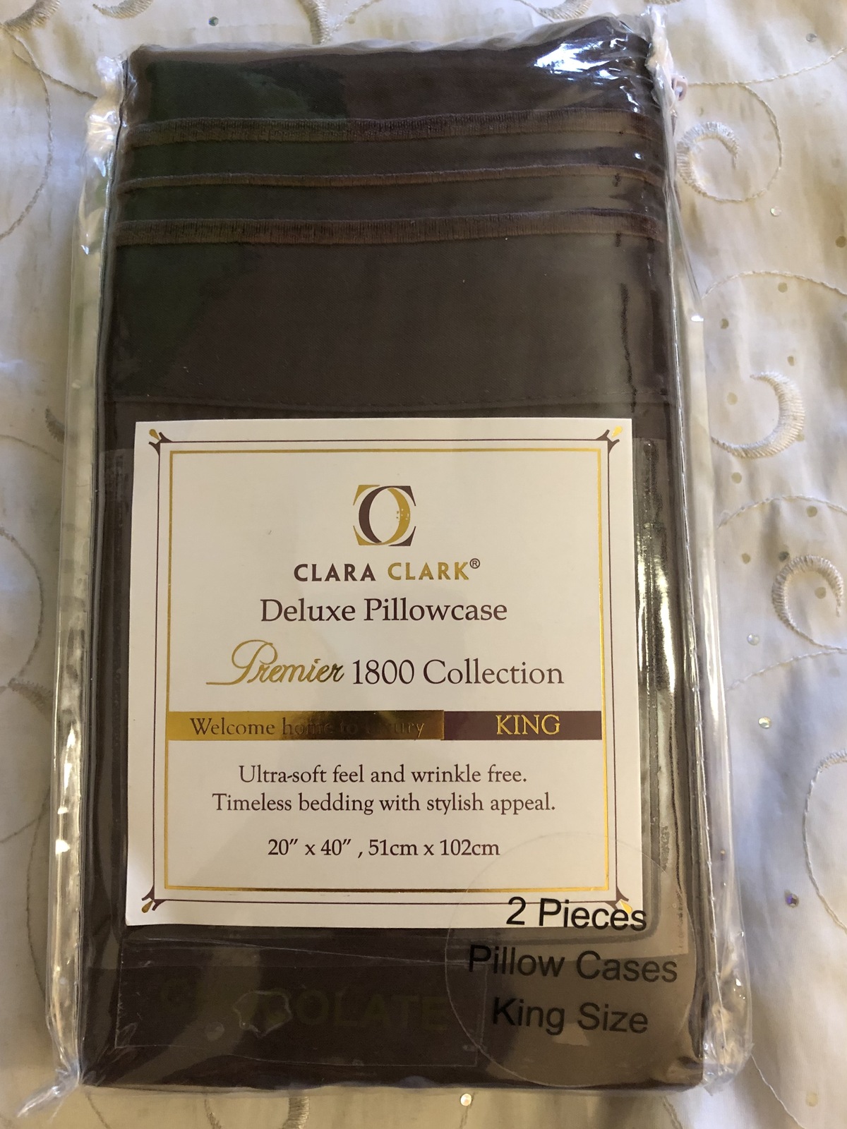 Clara Clark Premier 1800 Collection Pillowcases, King, Brown - $16.95