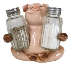 Rustic Country Animal Farm Porky Pig Hugging Salt Pepper Shakers Holder Set - £18.66 GBP