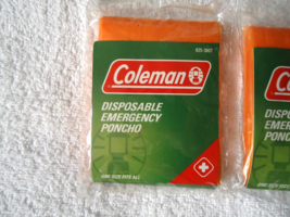 Lot Of 2 &quot; NIP &quot; Coleman # 825-360T Orange Disposable Ponchos One Size F... - £11.95 GBP