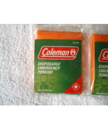 Lot Of 2 " NIP " Coleman # 825-360T Orange Disposable Ponchos One Size F... - $15.99