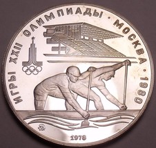 Silver Proof Russia 1978-M 10 Roubles~Mintage 118,000~Olympic Canoeing~Free Ship - £43.05 GBP