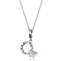 LO3490 - Rhodium Brass Pendant with AAA Grade CZ  in Clear - $421.34 MXN