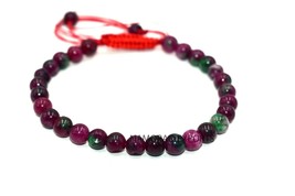 Natural Ruby Zoisite Dyed 6x6 mm Beads Thread Bracelet ATB-24 - £7.40 GBP