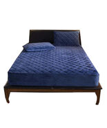 Anyhouz Mattress Cover Navy Blue Queen Size Crystal Velvet Thicken Quilt... - $153.90