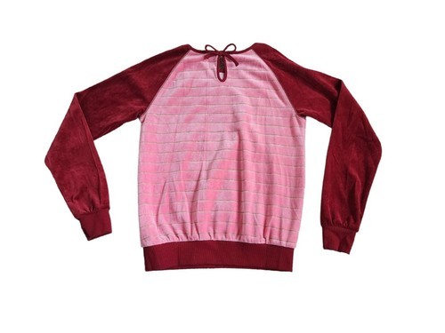 Hanna Anderson Pink stripe velour bow pullover sweater Size 160 Or 12 Years New Item image 2