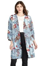 Womens Floral Print Long Sleeve Kimono Jacket Knox Rose Salt Marsh Blue Size S - £17.30 GBP
