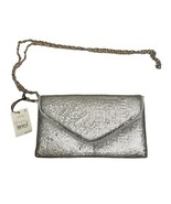 ESTEE &amp; LILLY MESH V FLAP SNAP CLOSURE ENVELOPE CLUTCH, SILVER, NEW - £19.53 GBP