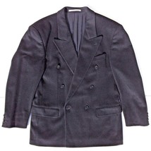 vintage BOSS HUGO BOSS Black Wool Cashmere Double Breasted Lined Jacket 40 R - $86.49