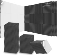 Jber Acoustic Foam Panels, 48 Pack 12X12X1 Inch Upgraded Self-Adhesive, ... - £58.46 GBP