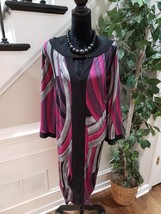 Maggie Barnes Multicolor Striped Keyhole Neck Knee Length Dress Size 2X  22/24W - £24.92 GBP