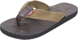 NEW Men&#39;s Sandal Levi&#39;s Two Horse Casual Flip-Flop Brown SIZE 7 Slip On Rubber - £16.37 GBP