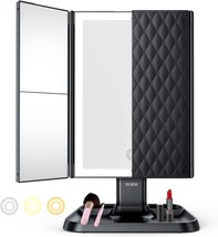Makeup Mirror Vanity Mirror With Lights - 3 Color Lighting Modes 72 Led, Black - £31.35 GBP