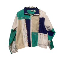 Koret Francisca Womens Windbreaker Jacket Multicolor Zip Up Vintage Peti... - £14.54 GBP