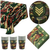 Camouflage Party Supplies for Army Military and Camo Parties - Paper Dessert Pla - £18.81 GBP