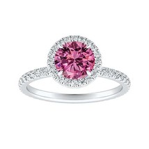 Round Pink Sapphire Classic Halo Engagement Ring - $150.00