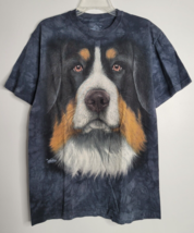 Australian Shepherd Dog Big Face The Mountain T-Shirt Mens Black Tie Dye Medium - £15.97 GBP