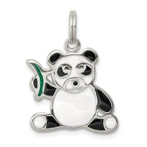Sterling Silver Enamel Panda Bear Charm Pendant Jewelry 25mm x 10mm - £27.92 GBP