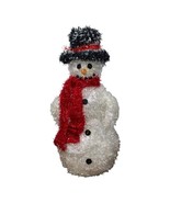 Mister Snowman Tinsel Lighted Snowman Red Scarf Black Top Hat Christmas ... - $28.05