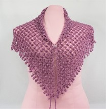 Crochet medium dark lilac shawl L - 2 - $50.00