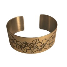 Steel My Heart Size 4  1 1/8 in Cuff Bracelet Hibiscus Floral Design Tropical - £13.01 GBP