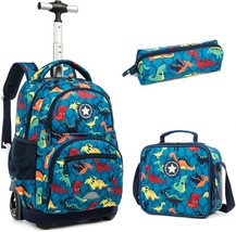 Kids school Trolley Bags for Laptop Rolling Backpack 16 inch Lunch Bag a... - £131.53 GBP