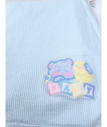 Vintage Cuddle Time baby blanket thermal blue green bear duck blocks WPL... - $871.69 MXN