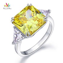 Peacock Star Solid 925 Sterling Silver Three-Stone Luxury Ring 8 Carat Yellow Ca - £42.70 GBP