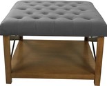 Tufted Ottoman With Wooden Storage - Gray - $231.99