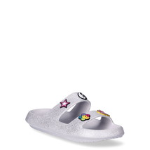 Joe Boxer Women&#39;s Double Band Emoji Slide Sandals Size 10 Color Glitter - £17.84 GBP