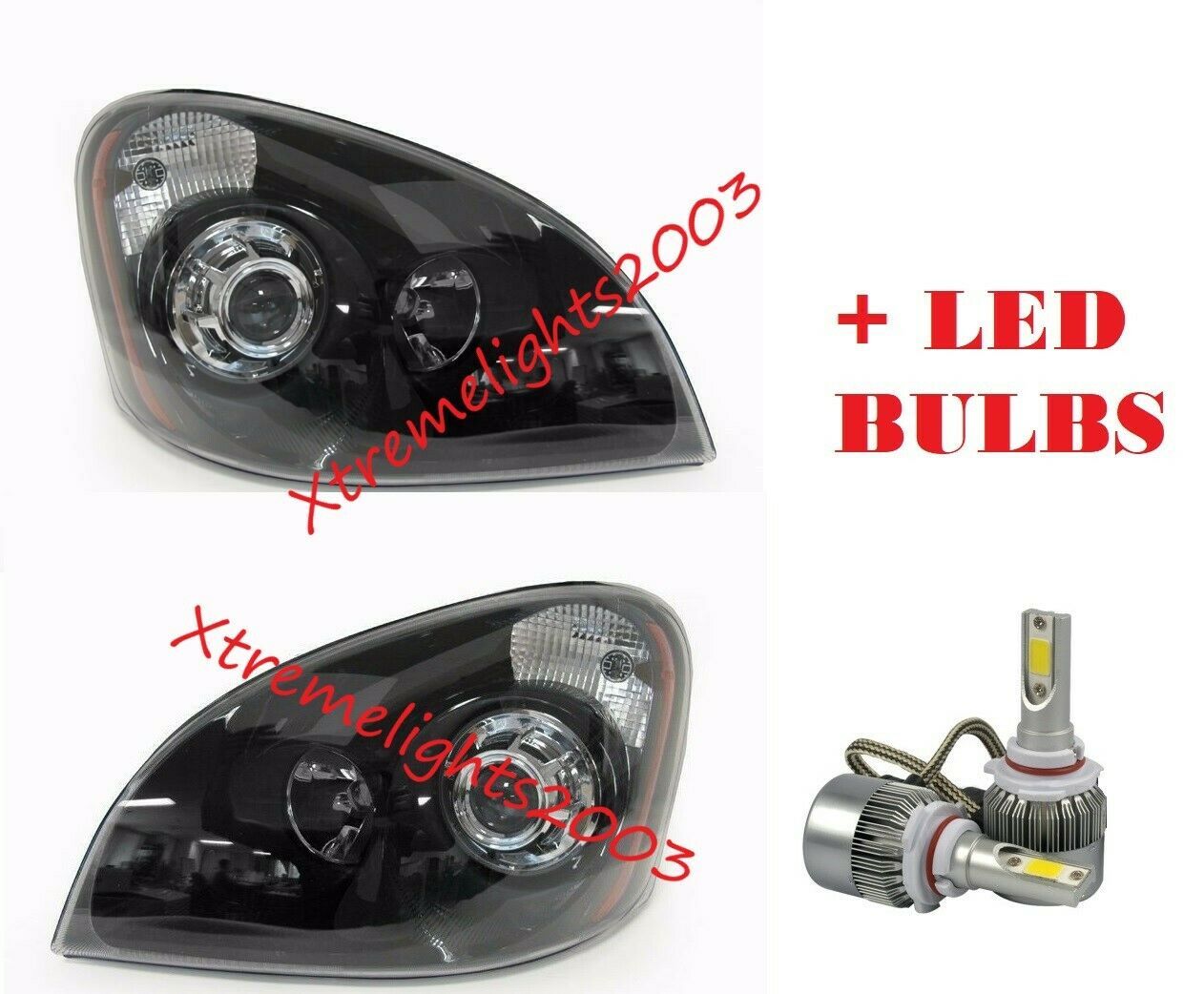 FREIGHTLINER CASCADIA BLACK PROJECTOR HEADLIGHTS HEAD LAMPS 20082016