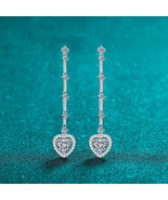 2 Carat Moissanite Zircon 925 Sterling Silver Heart Earrings - $286.57 CAD