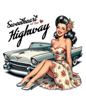 Sweetheart of The Highway Vintage Retro Pin-up Girl Vinyl Decal Sticker ... - $109.41 MXN