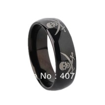 Free Shipping Price Hot Sales 8MM Black Dome Pirate Skull Mens Tungsten Wedding  - £30.94 GBP