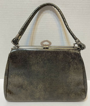 Vintage Womens Leather Kelly Hand Bag Purse Top Handle Metal Clasp Brown 9.5 x 7 - £48.44 GBP