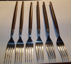 Lot Of 6 Ekco Eterna Canoe Muffin Mid Century Flatware Dinner Forks - £23.48 GBP