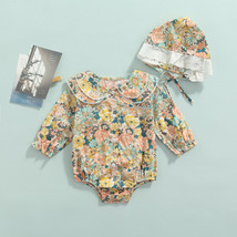 NEW Baby Girls Floral Button Bubble Romper Jumpsuit Bonnet Hat Outfit Set - £8.75 GBP