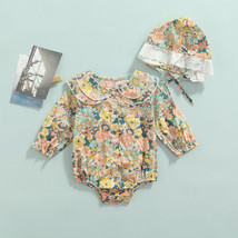 NEW Baby Girls Floral Button Bubble Romper Jumpsuit Bonnet Hat Outfit Set - £8.75 GBP