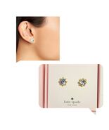 KATE SPADE FLYING COLORS CLEAR CRYSTAL GOLD BEZEL STUD EARRINGS new IN BOX - $1,066.11 MXN