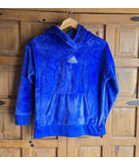 ADIDAS Blue Fleece Pullover Hoodie Sweatshirt Youth Size Large 14 Front ... - $16.00