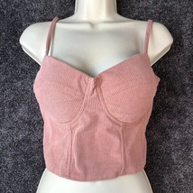 Say What Bustier Extra Large Padded Push Up Bra Top Corduroy Cropped Pink Y2K - £12.39 GBP
