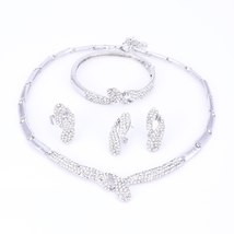 Wedding Bridal Crystal Jewelry Set For Women Party Fashion Choker Necklace Vinta - £27.63 GBP