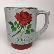 Vintage Otagiri Style Japan Rose Speckled Stoneware Coffee Mug 3.75” Tall LOVE - £9.49 GBP