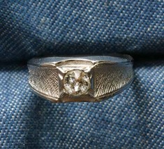 Vintage Elegant Crystal Rhinestones Textured Silver-tone Ring size 10 - £11.70 GBP
