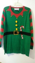 Derek Heart Plus Green Acrylic Round Neck Elf Ugly Christmas Pullover Sweater 1X - £14.83 GBP