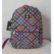 Dickies Backpack Bag Multicolor Plaid Zip Padded Strap Lightweight School Preppy - £12.37 GBP