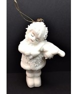 Vtg Christmas Tree Ornament Snow Covered Girl Playing Violin Porcelain B... - $19.00