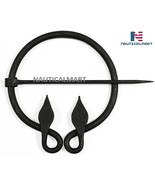 Hand-Forged Black Steel Double Leaf Brooch Viking Penannular Celtic Broo... - €33,99 EUR