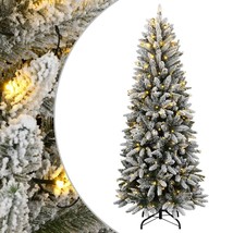 vidaXL Artificial Christmas Tree 300 LEDs and Flocked Snow 82.7&quot; - £197.94 GBP