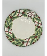 FITZ AND FLOYD Plaid COOKIES FOR SANTA Christmas Plate Holly &amp; Berries EUC - £13.28 GBP